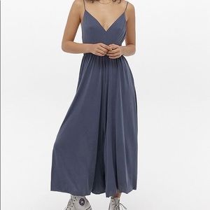 UO Molly Cupro Culotte Jumpsuit M Blue Grey